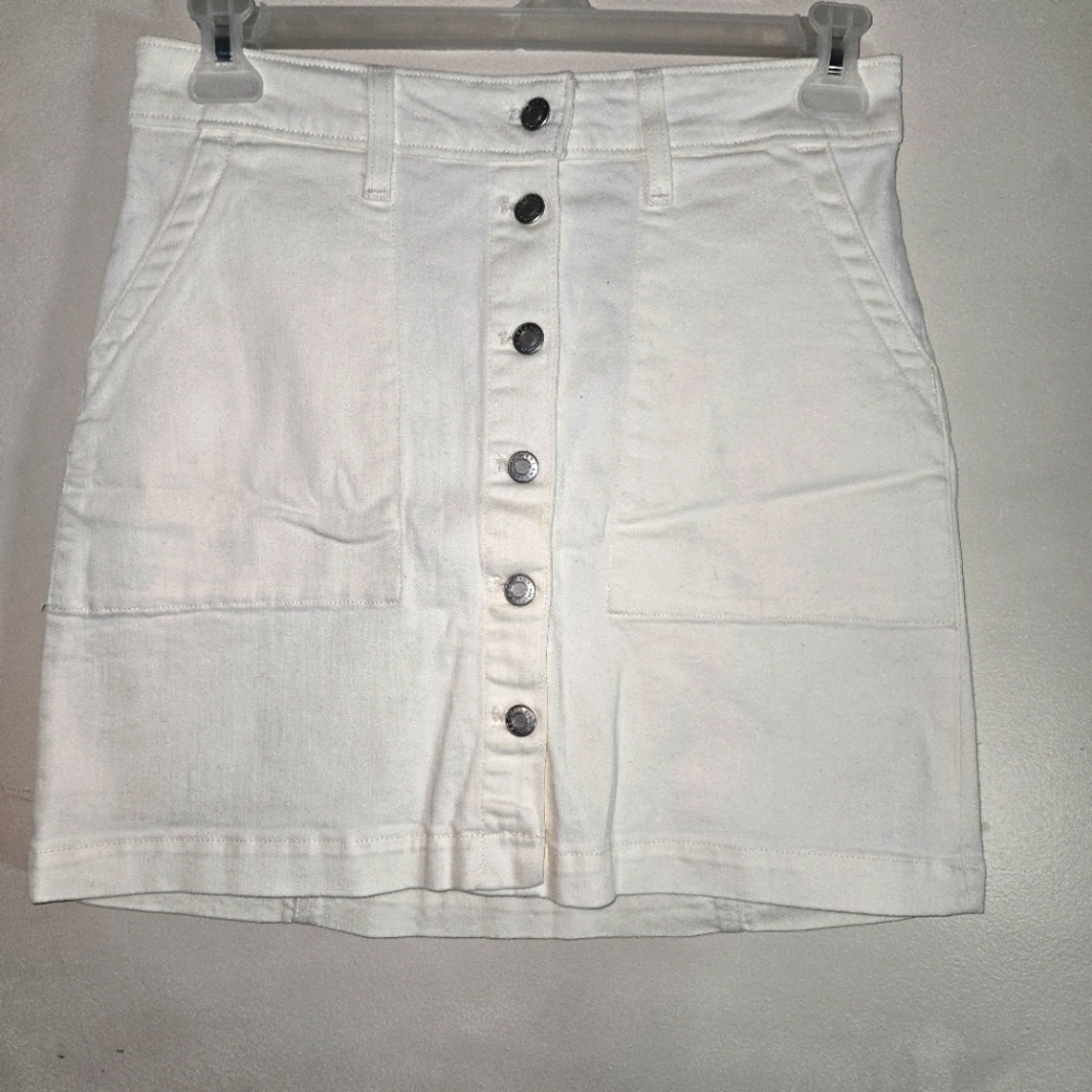 J.CREW MERCANTILE White Button-Front Denim Skirt